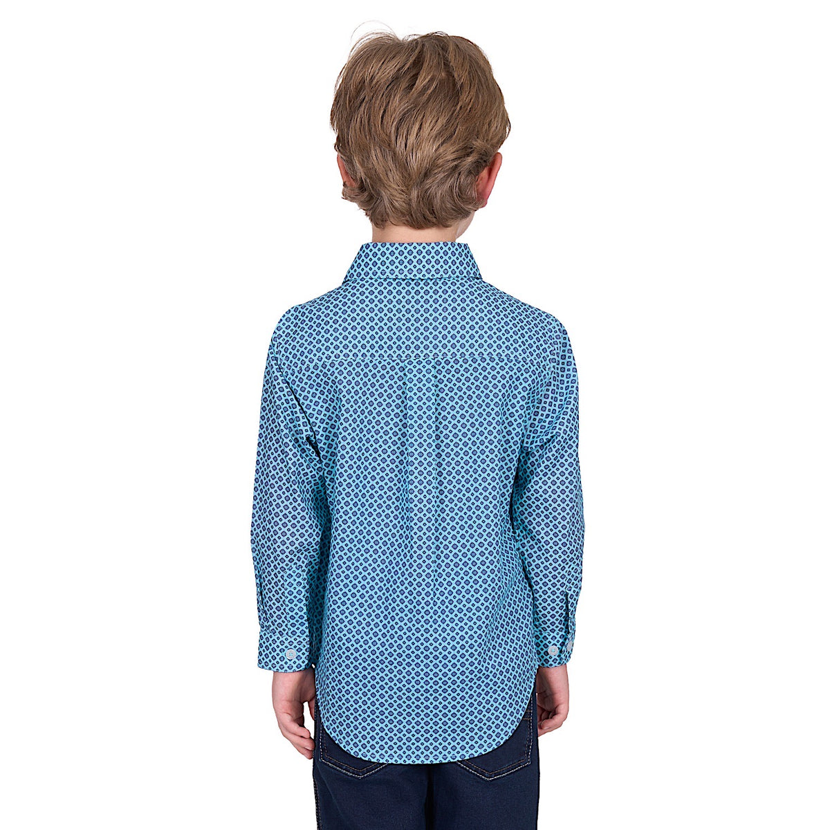 Hard Slog Kid's Lygon Half Placket Long Sleeve Shirt - Blue/Navy