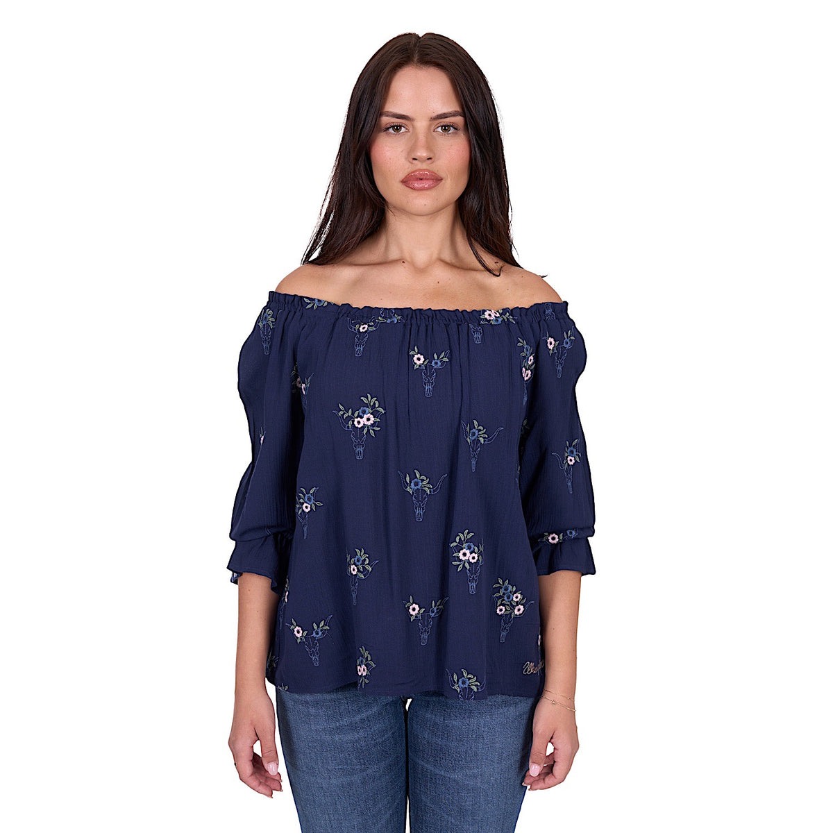 Wrangler Women’s Camilla 3/4 Slv Blouse - Navy