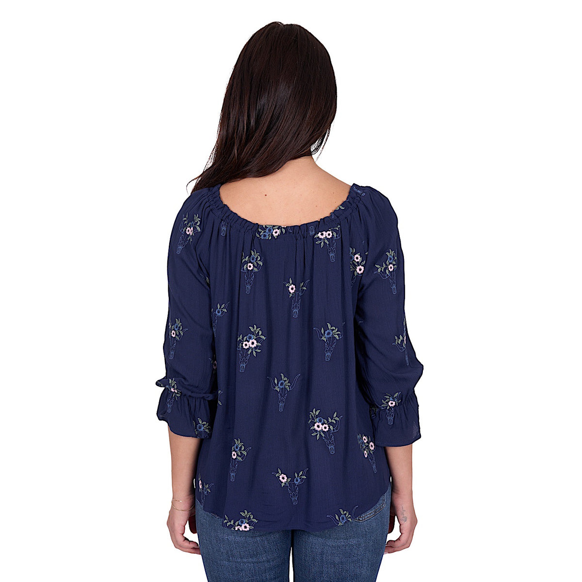 Wrangler Women’s Camilla 3/4 Slv Blouse - Navy