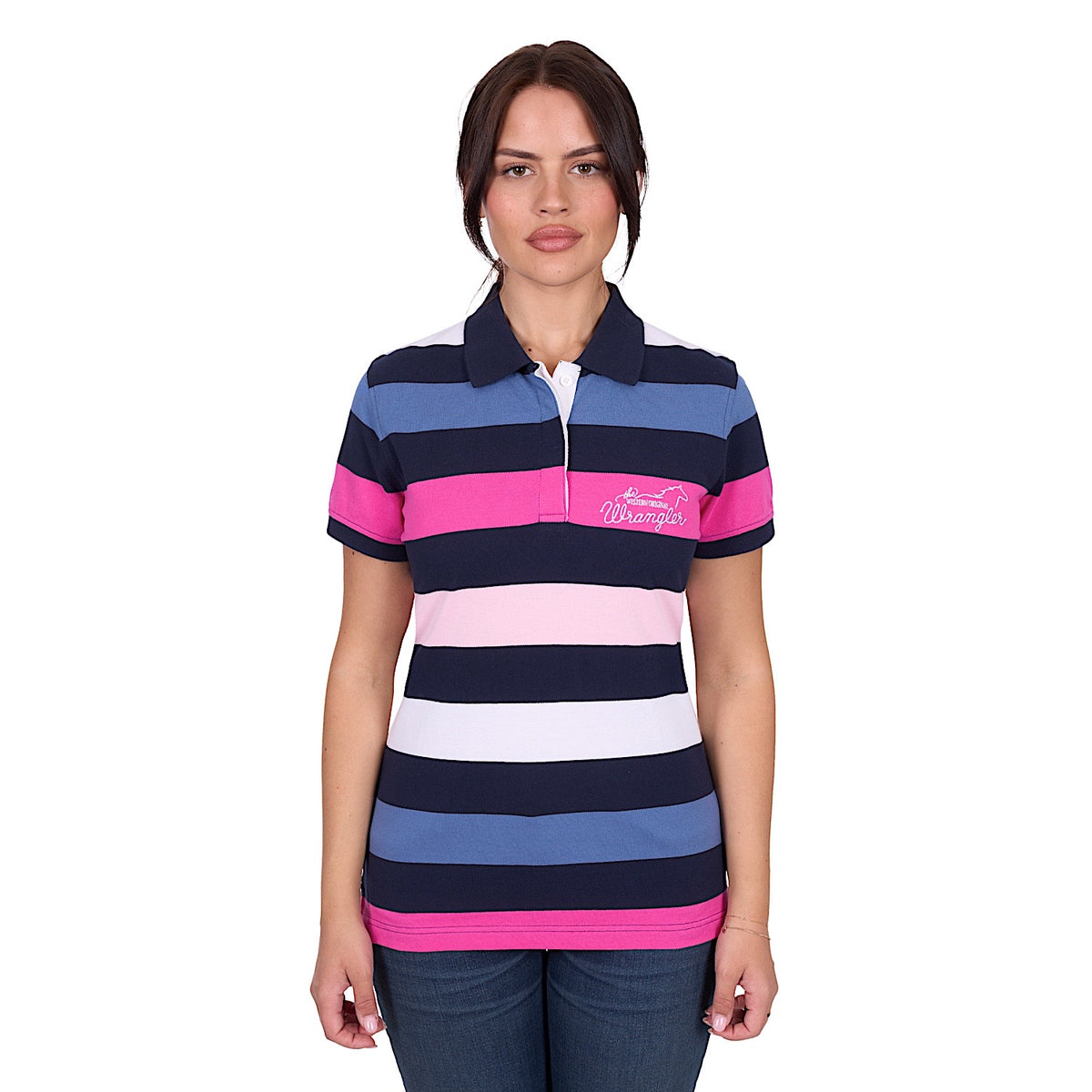 Wrangler Women’s Whitney Polo - Navy/Pink