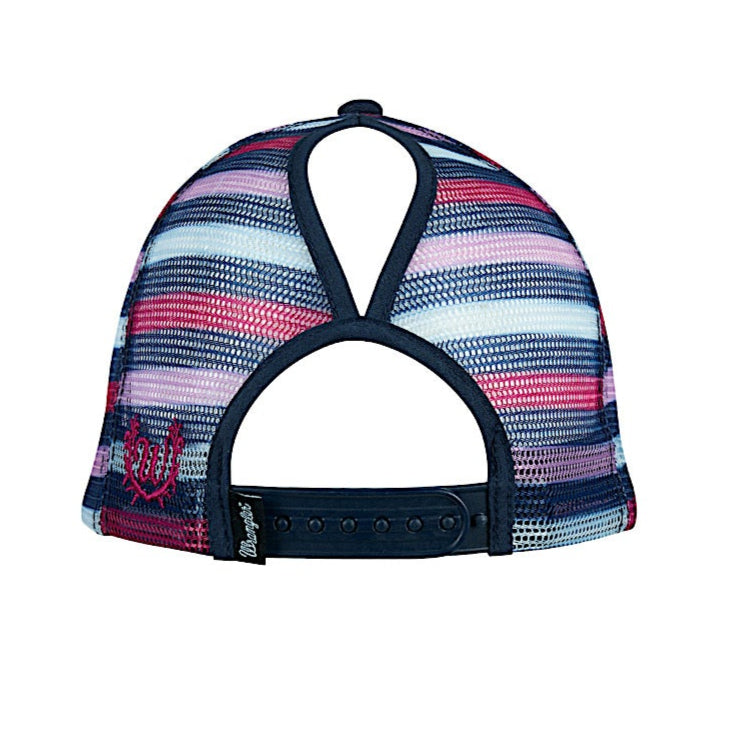 Wrangler Eliza High Profile Ponytail Trucker Cap - Navy/Pink