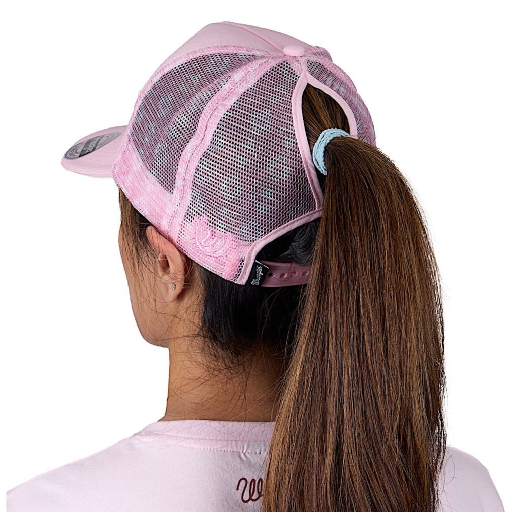 Wrangler Kimmy High Profile Ponytail Trucker Cap - Pink