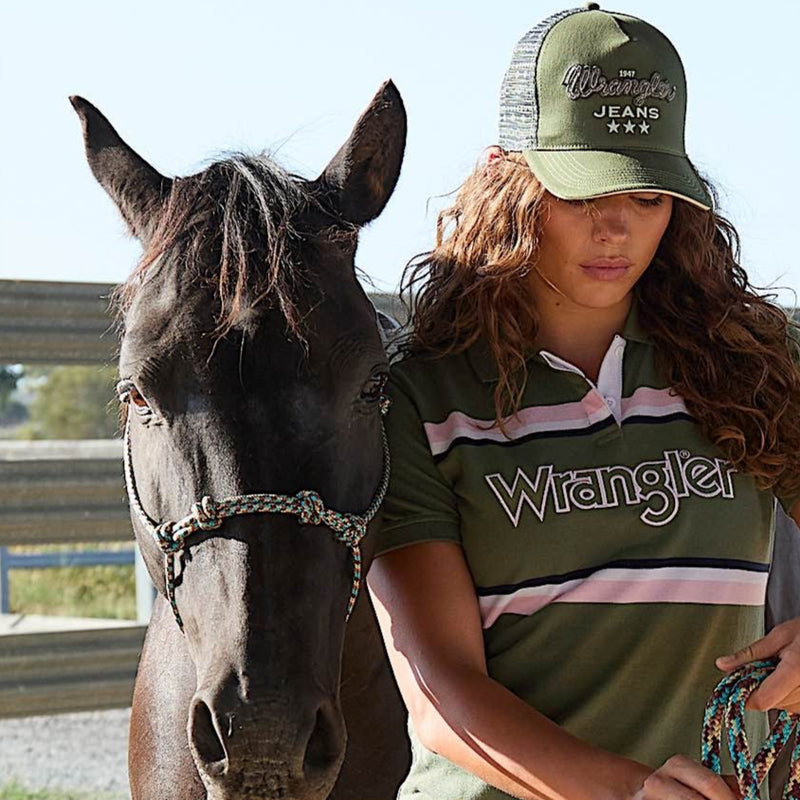 Wrangler Piper High Profile Ponytail Trucker Cap - Olive
