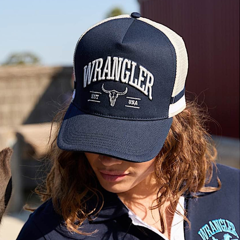 Buy Wrangler Lyndell High Profile Trucker Cap Navy The Stable Door