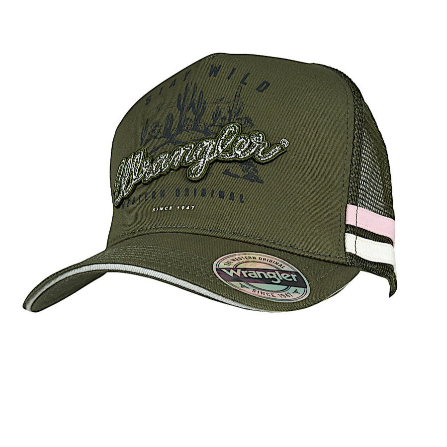 Wrangler Tahlia High Profile Trucker Cap - Olive