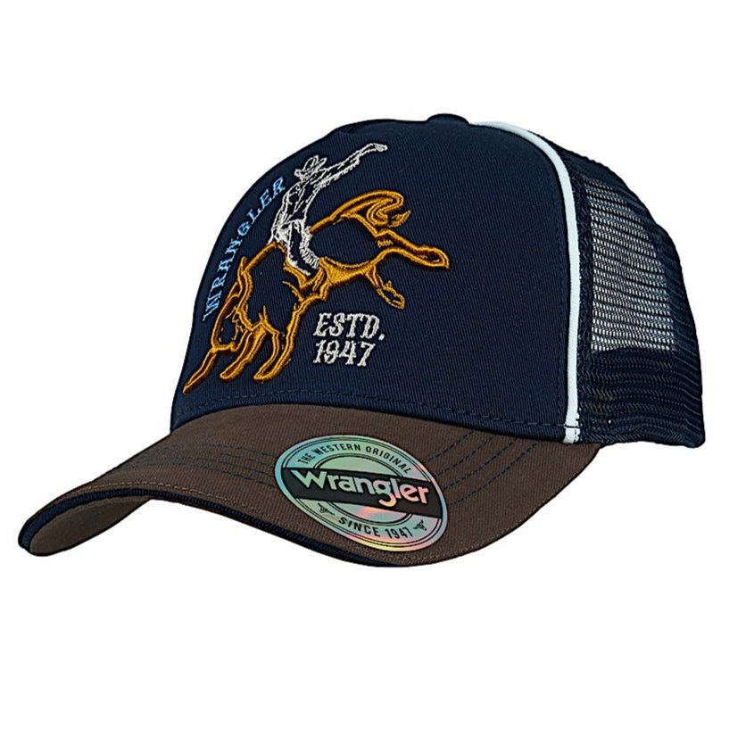 Wrangler Kid’s Robert Trucker Cap - Navy/Dark Tan
