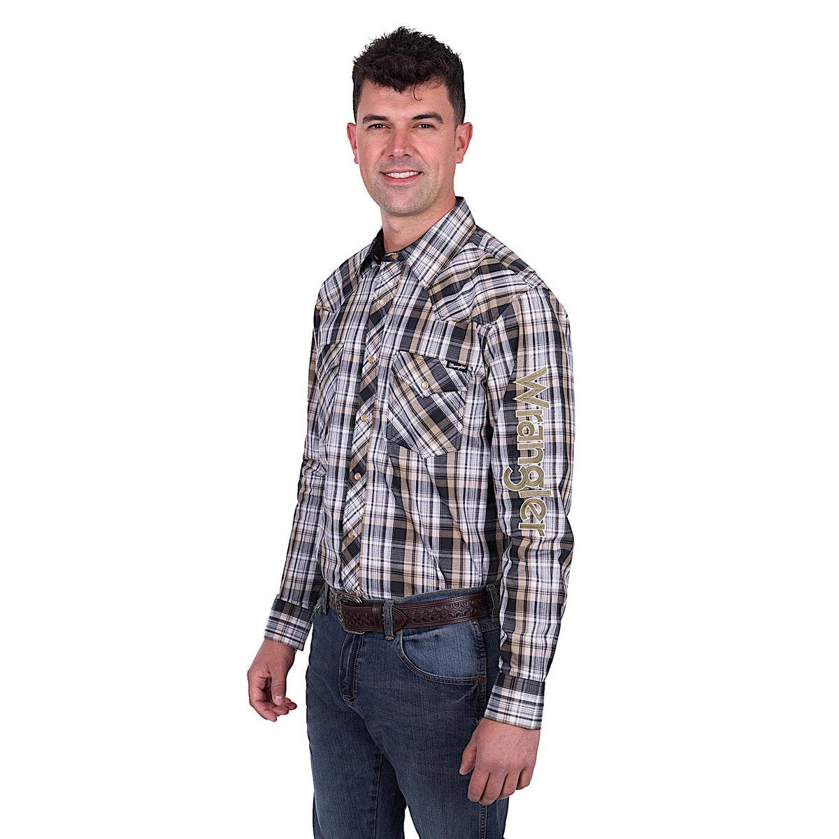 Wrangler Men’s Joel Logo Shirt - Black/Tan