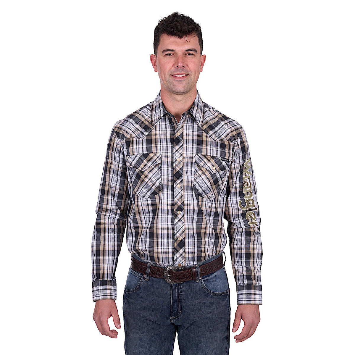 Wrangler Men’s Joel Logo Shirt - Black/Tan