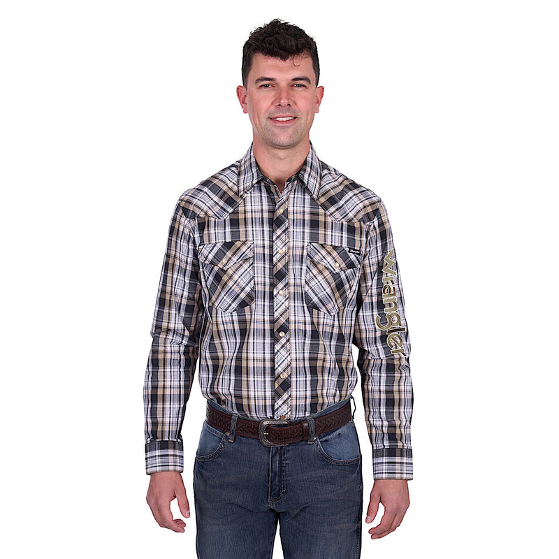 Wrangler Men’s Joel Logo Shirt - Black/Tan