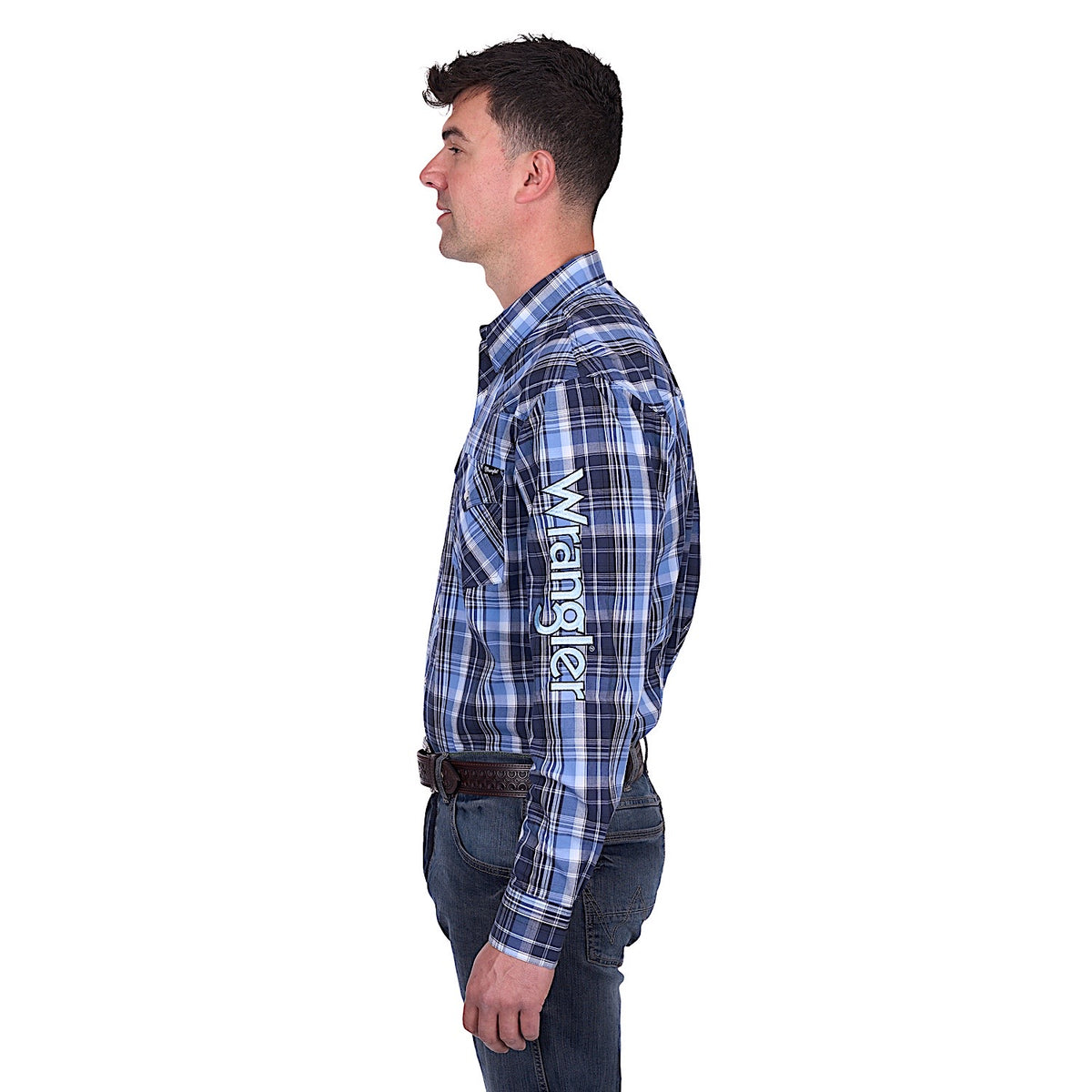 Wrangler Men’s Billy Logo Shirt - Navy/Light Blue