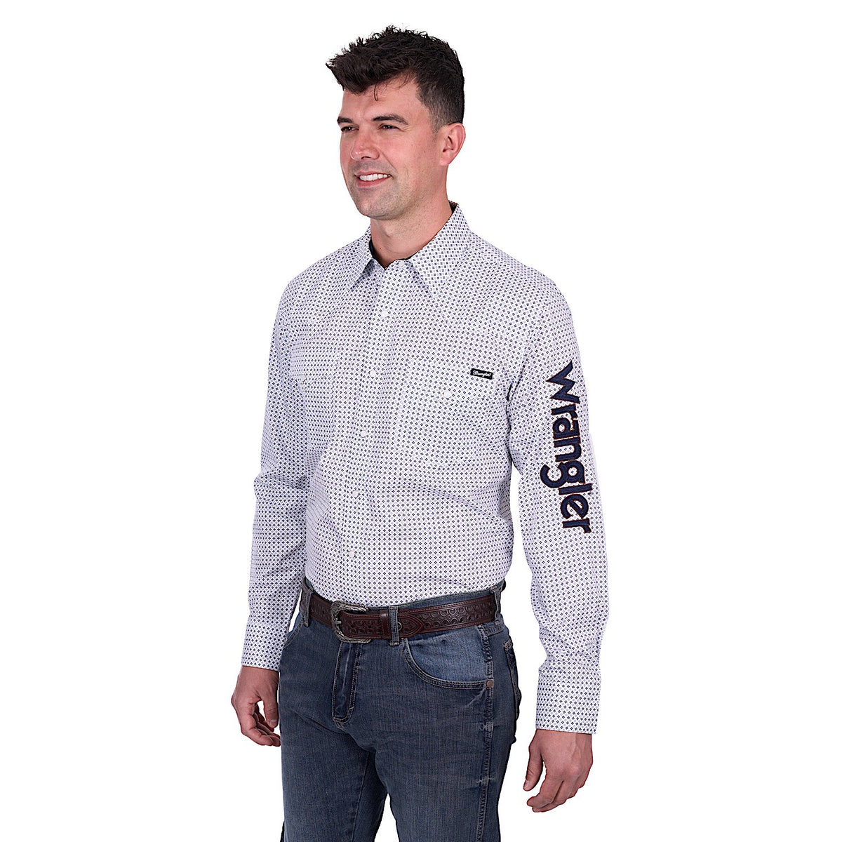 Wrangler Men’s Brent Logo Shirt - White/Navy