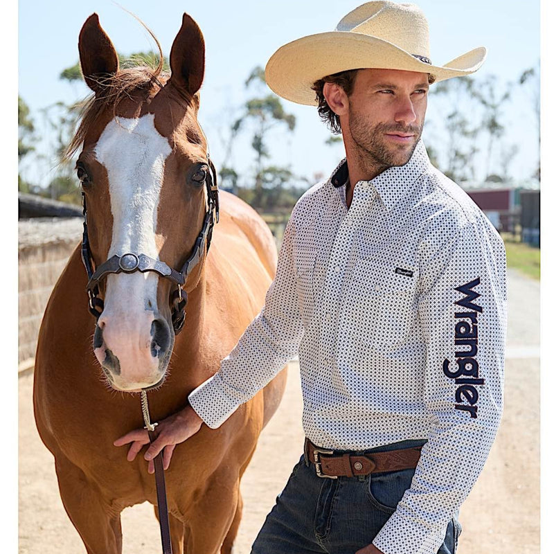 Wrangler Men’s Brent Logo Shirt - White/Navy