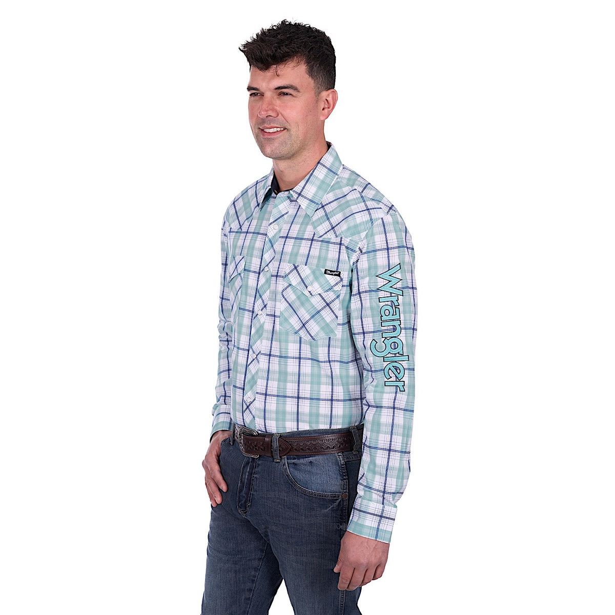 Wrangler Men’s Jacob Logo Shirt - Green/White