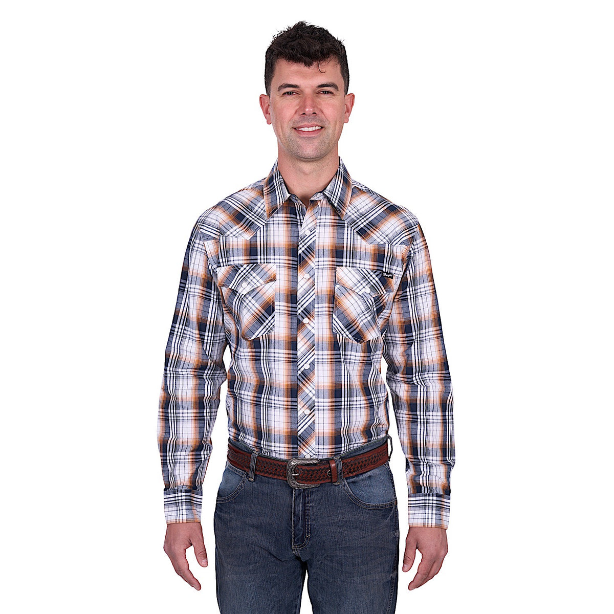 Wrangler Men’s Toby Shirt - Navy/Orange