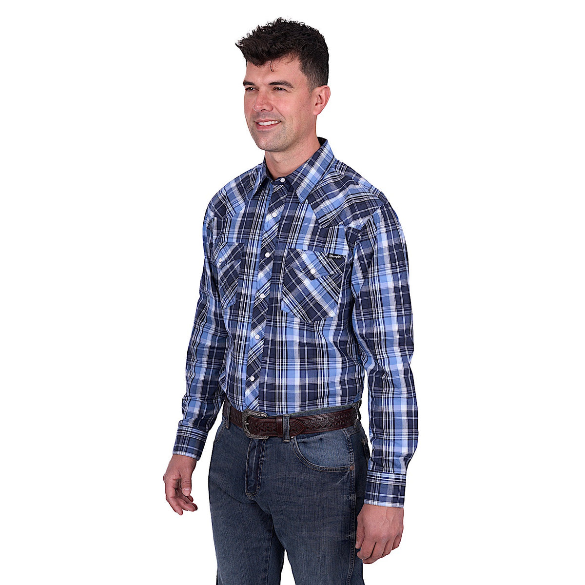 Wrangler Men’s Billy Shirt - Navy/Light Blue