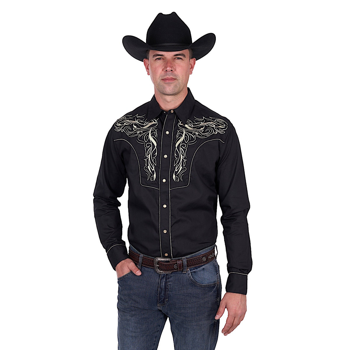 Wrangler Men’s Carlos Embroidered Shirt - Black