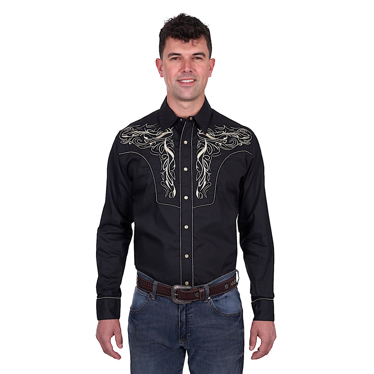 Wrangler Men’s Carlos Embroidered Shirt - Black