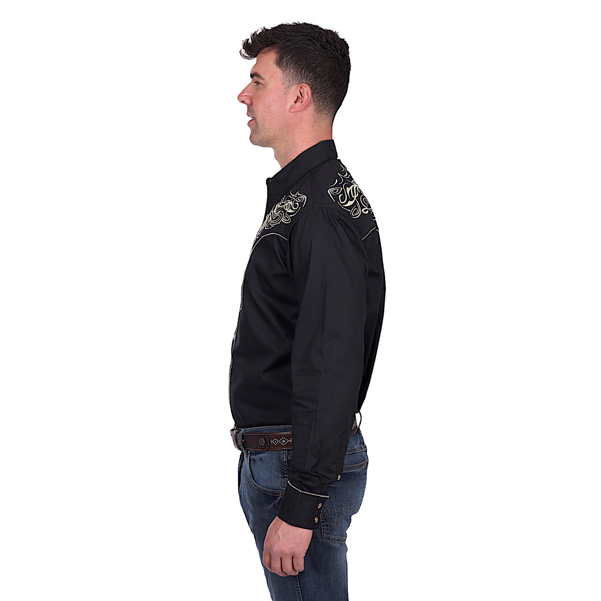 Wrangler Men’s Carlos Embroidered Shirt - Black