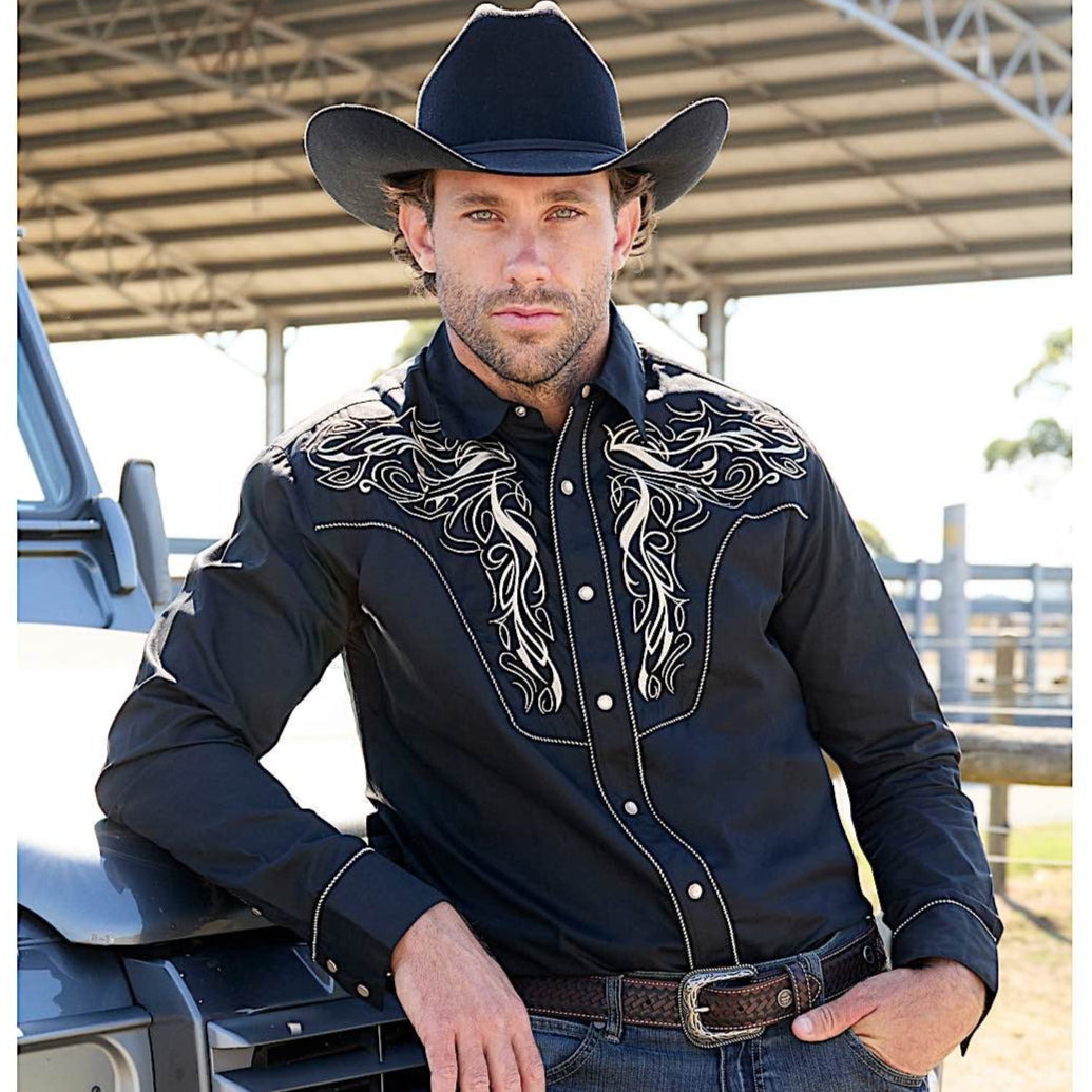 Wrangler Men’s Carlos Embroidered Shirt - Black