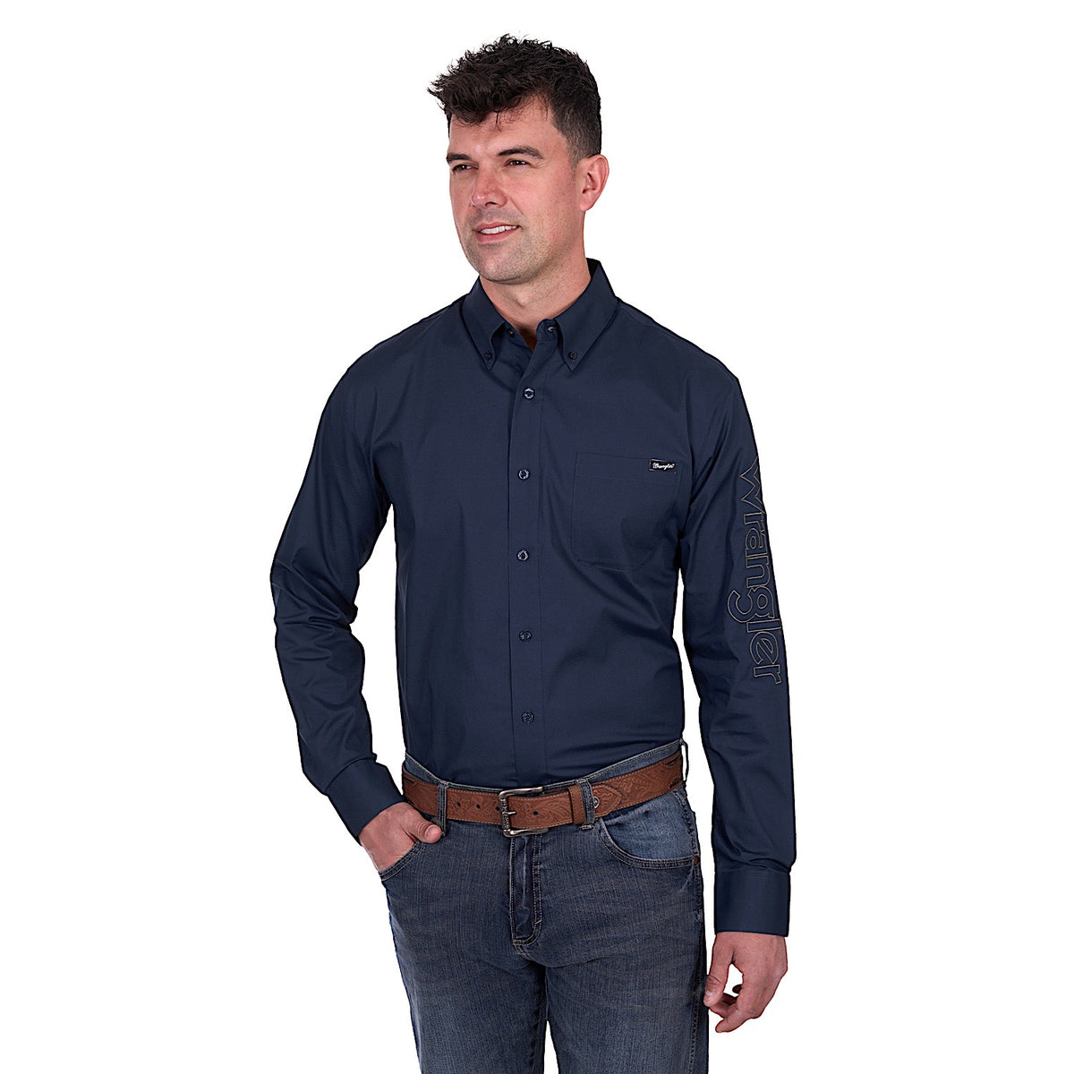 Wrangler Men’s Brad Logo Shirt - Navy