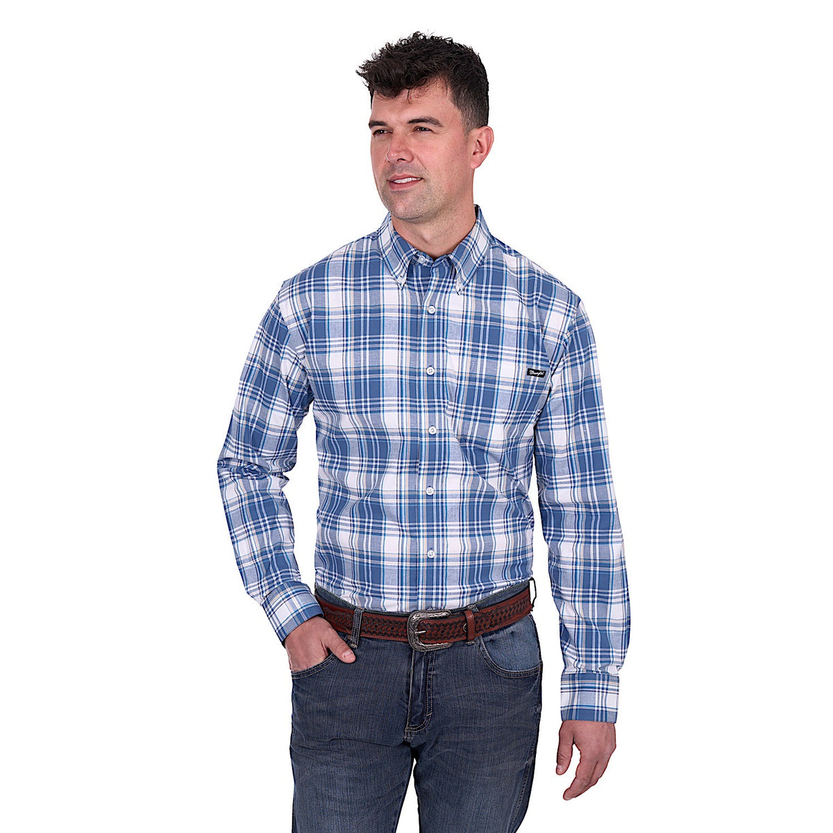 Wrangler Men’s Ranger Shirt - Blue/Tan