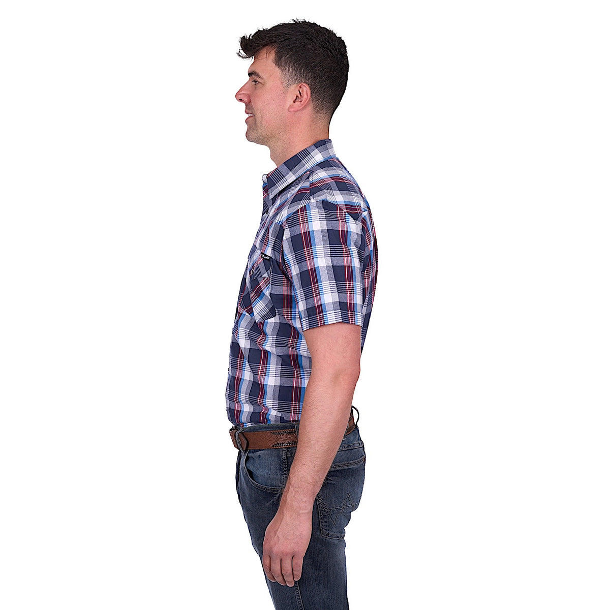 Wrangler Men’s Phillip Short Sleeve Shirt - Navy/Red