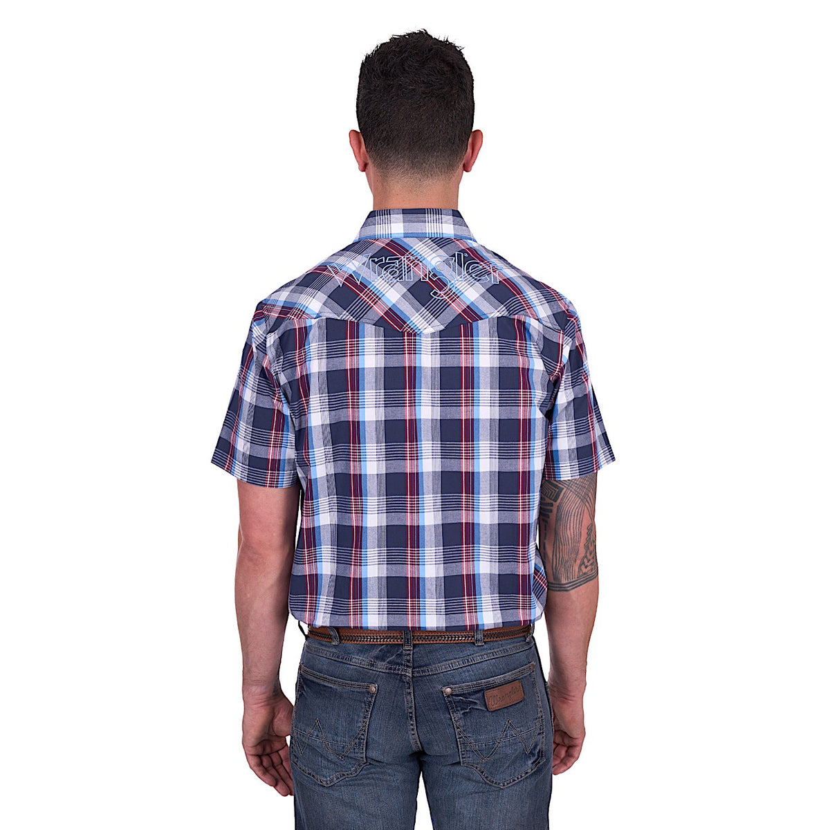Wrangler Men’s Phillip Short Sleeve Shirt - Navy/Red