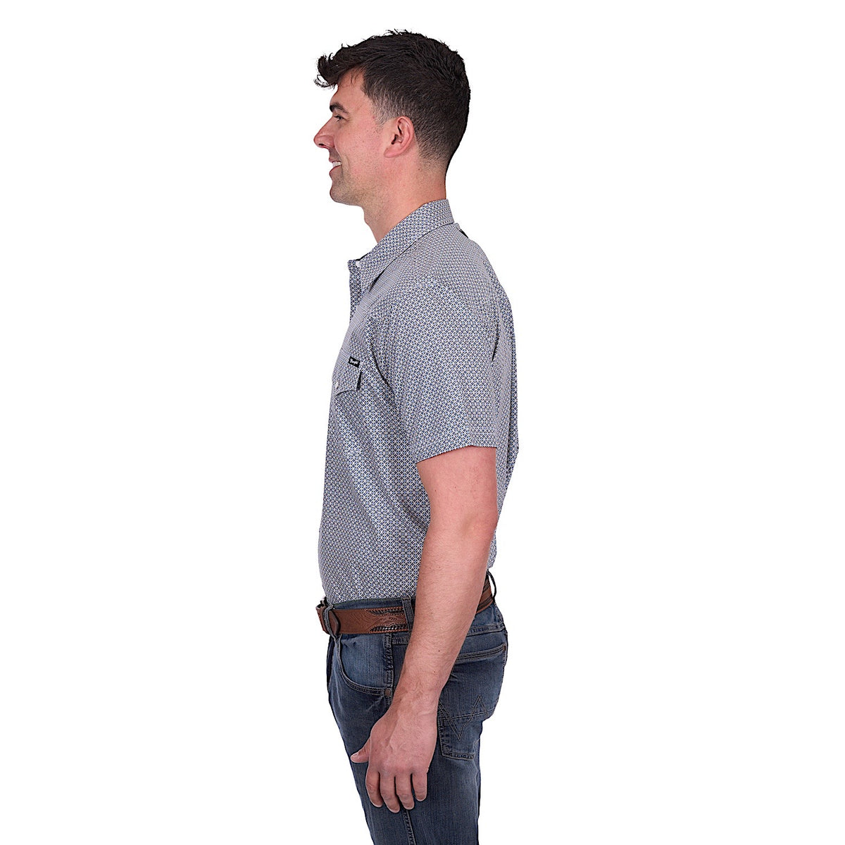 Wrangler Men’s Jimmy Short Sleeve Shirt - Navy/Gold