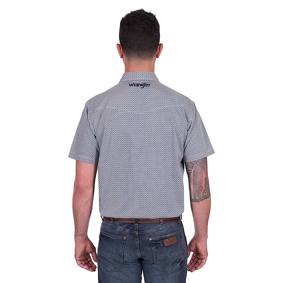Wrangler Men’s Jimmy Short Sleeve Shirt - Navy/Gold