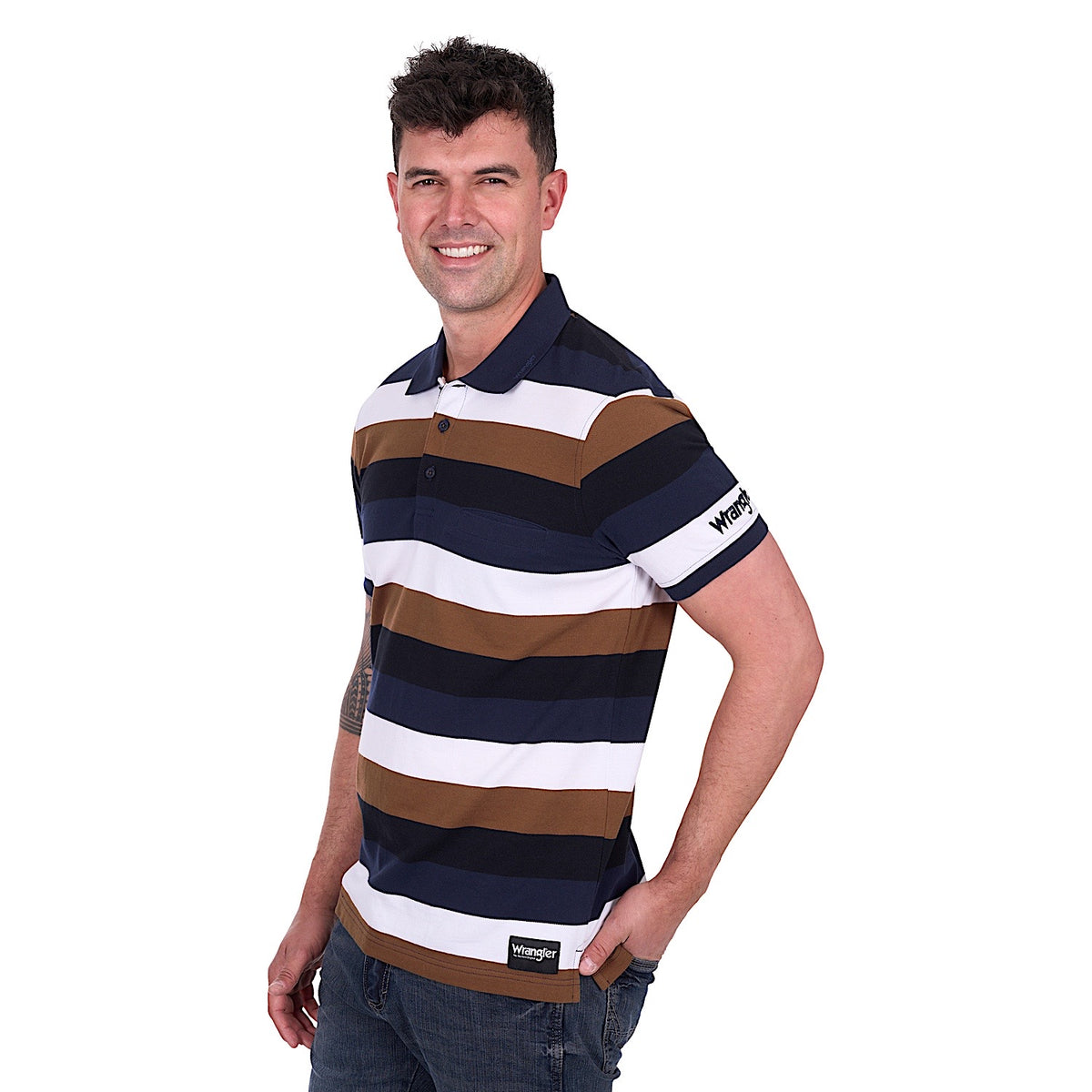 Wrangler Men’s Walter Polo - Navy/Tan