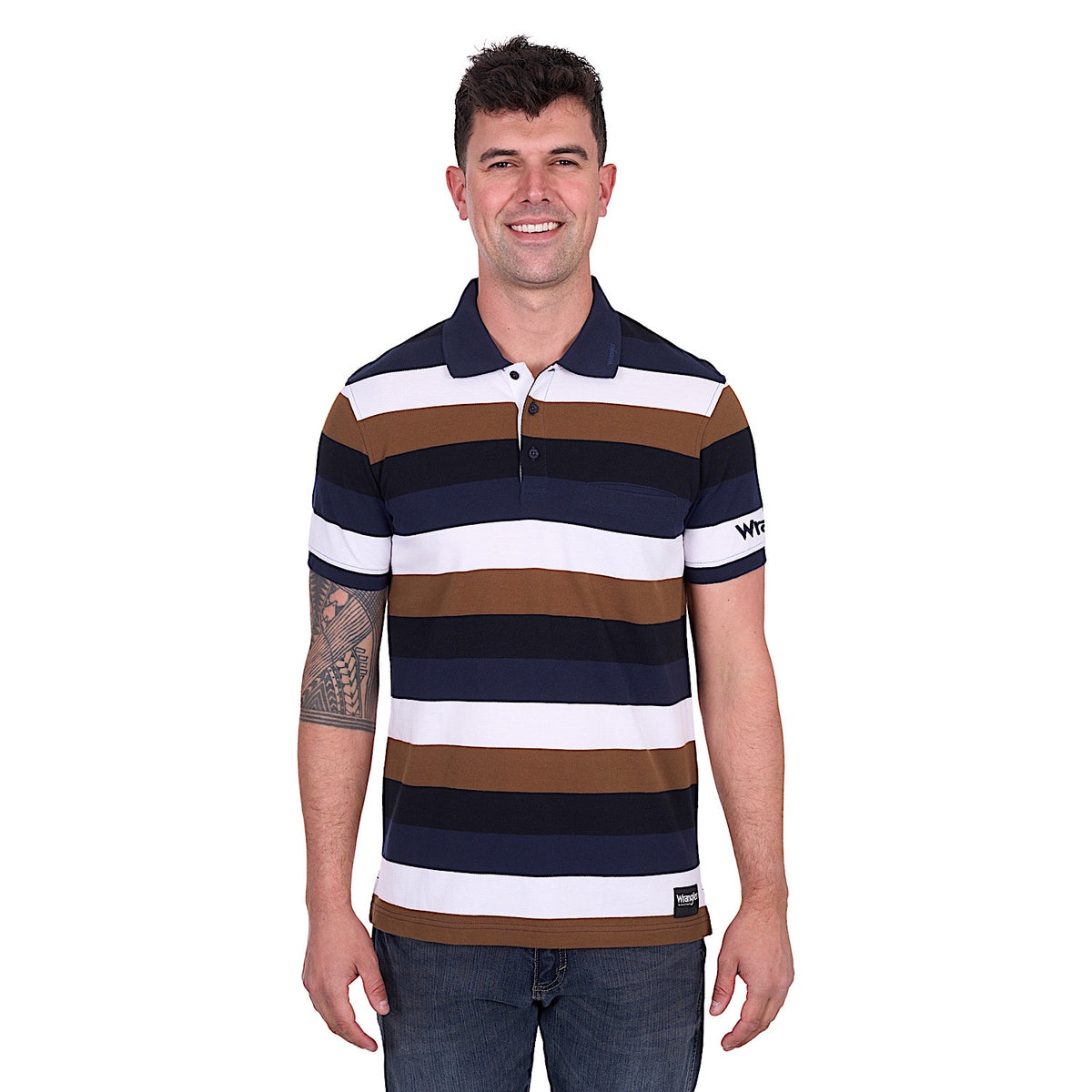 Wrangler Men’s Walter Polo - Navy/Tan