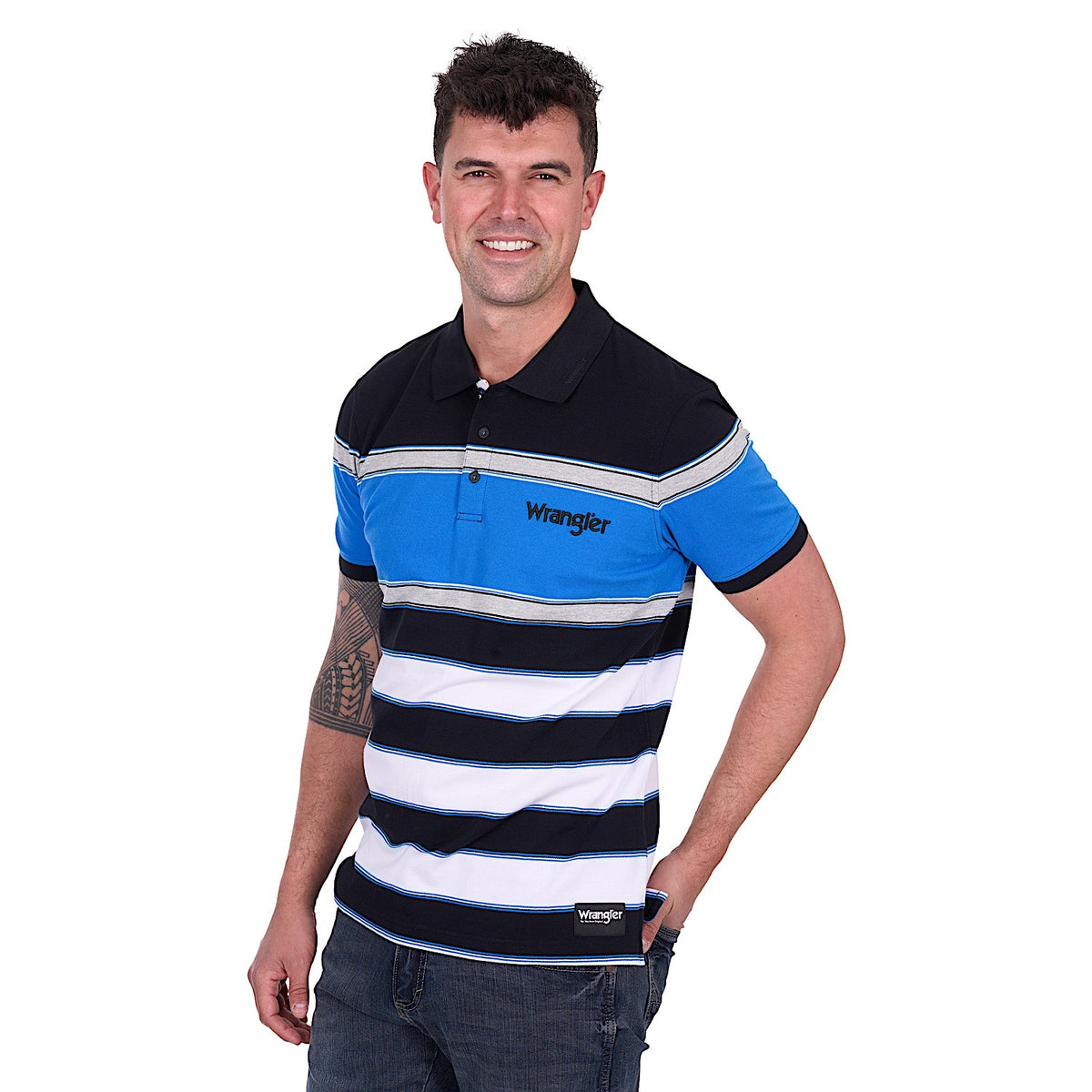 Wrangler Men’s Lawrie Polo - Black/Royal
