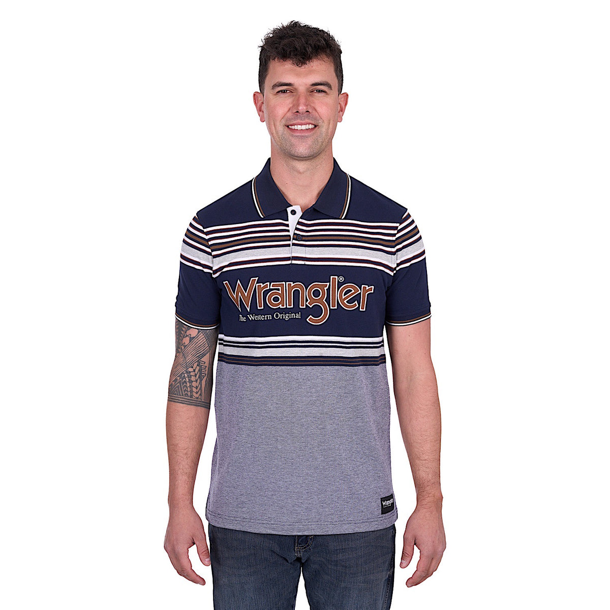 Wrangler Men’s Victor Polo - Navy/Tan