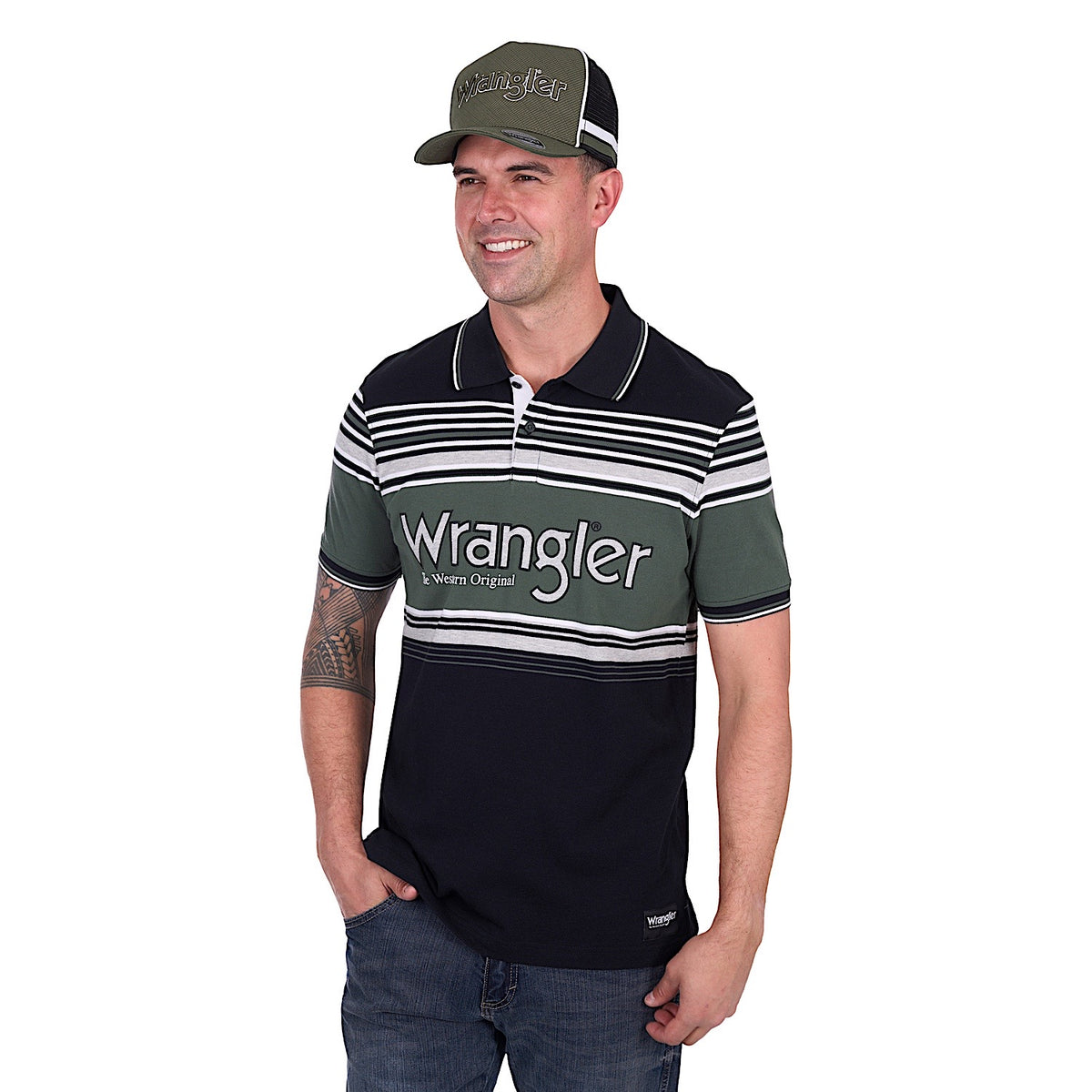 Wrangler Men’s Chris Polo - Black/Cypress