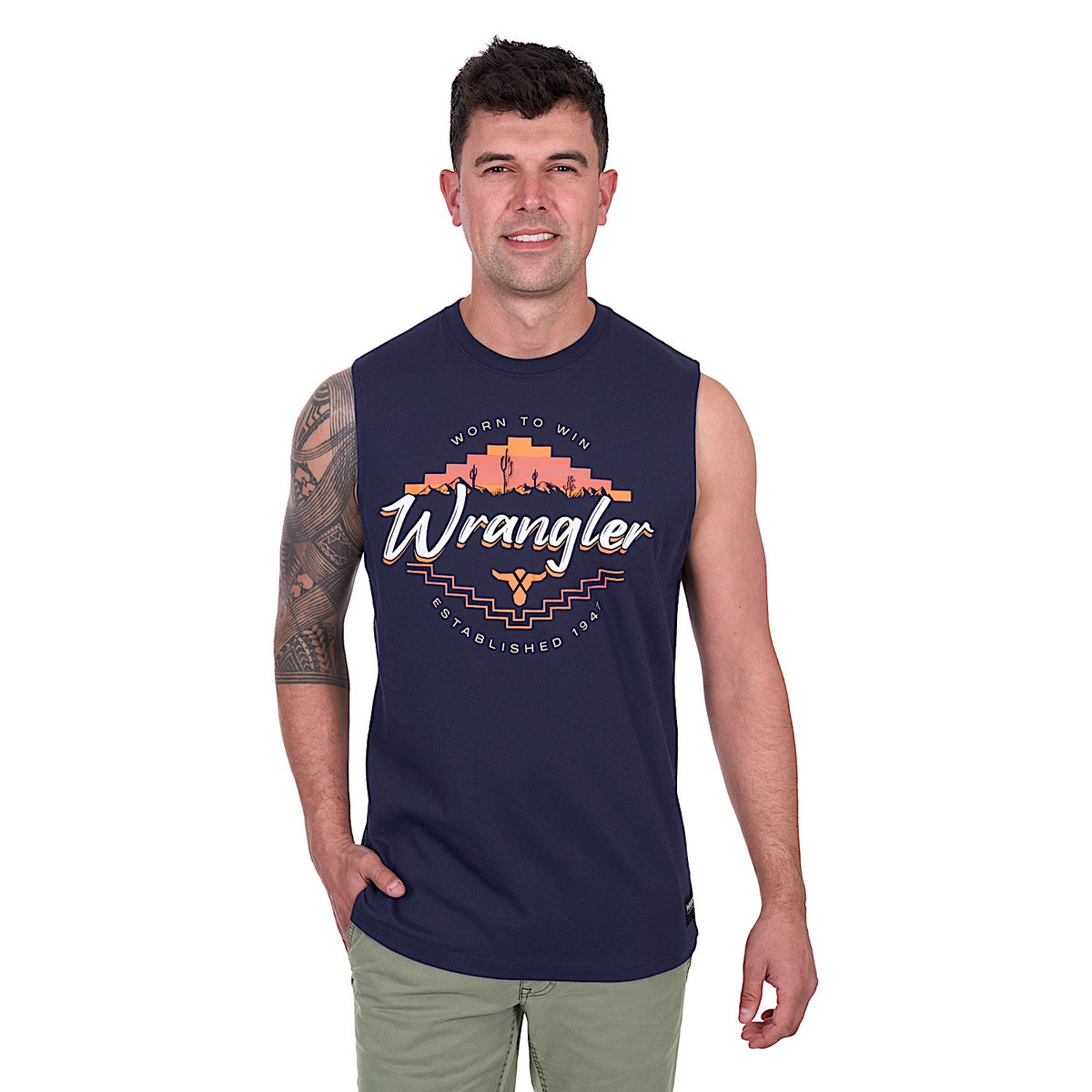 Wrangler Men’s Mario Muscle Tank - Navy