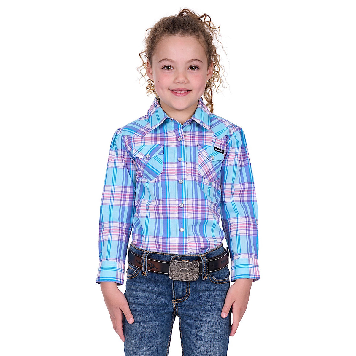 Wrangler Girl’s Emily Check Shirt - Blue