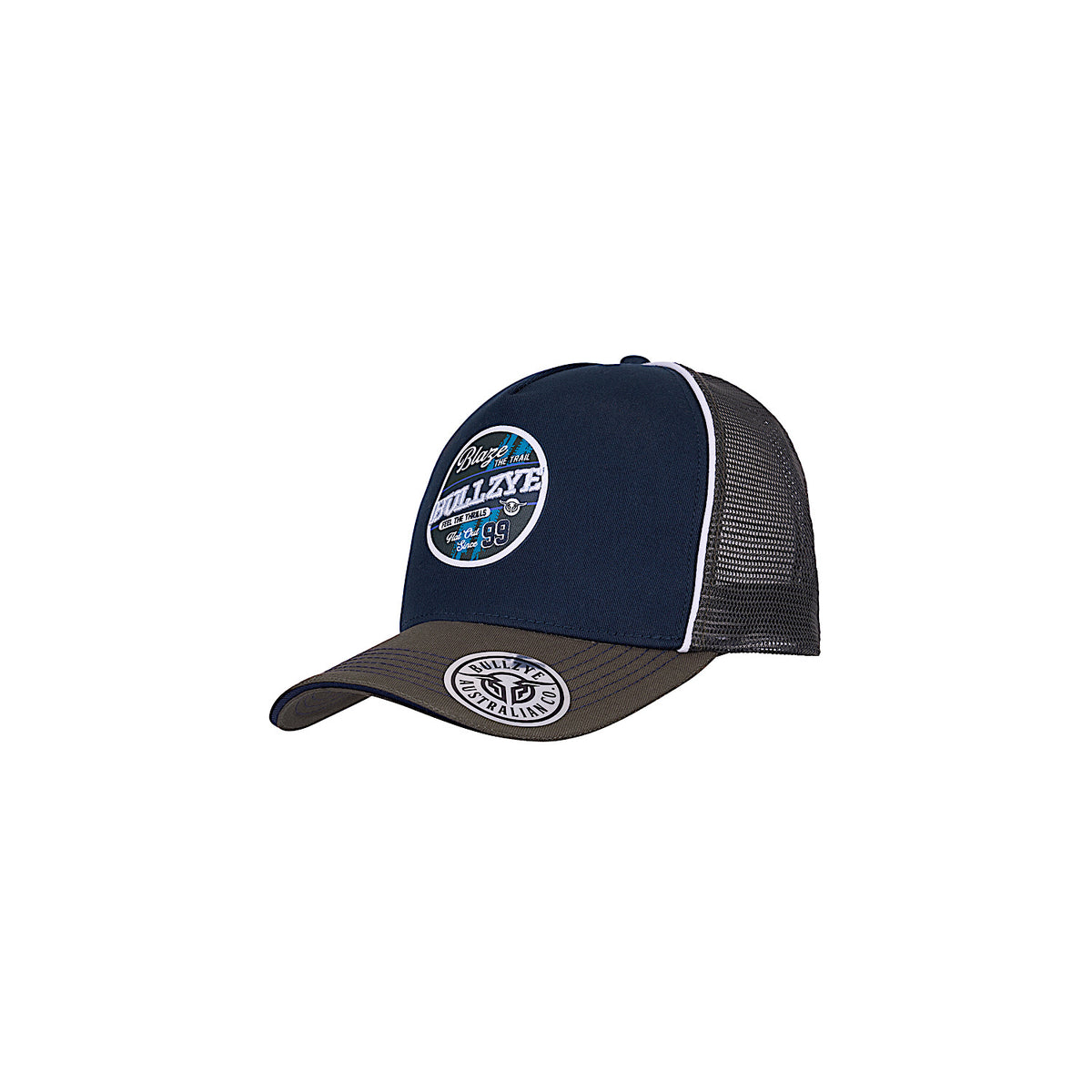 Bullzye Blaze High Profile Trucker Cap - Navy/Green