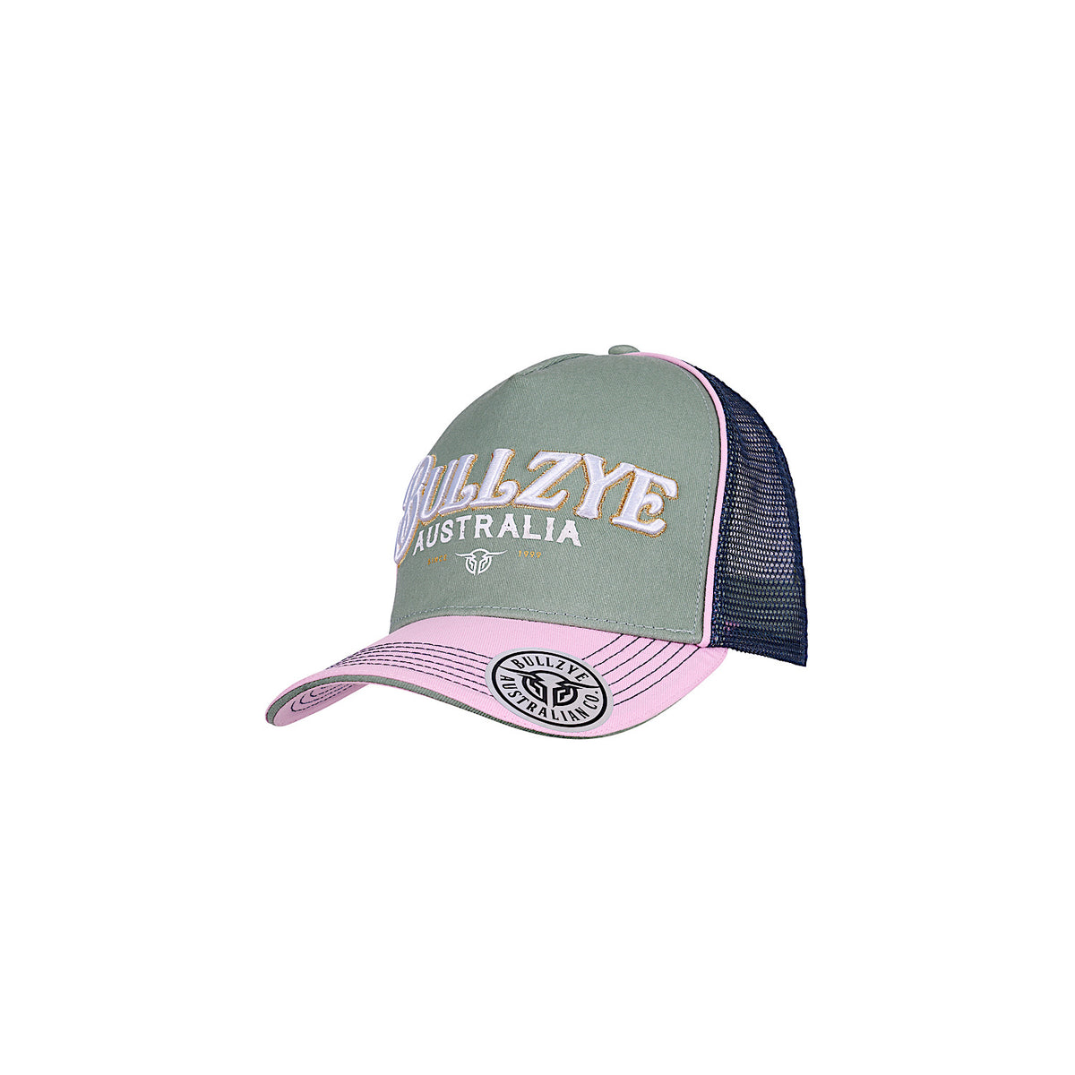 Bullzye Eleanor High Profile Trucker Cap - Moss/Pink
