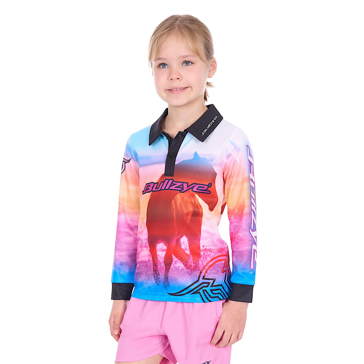 Bullzye Girl's Gallop Long Sleeve Fishing Shirt - Pink Multi