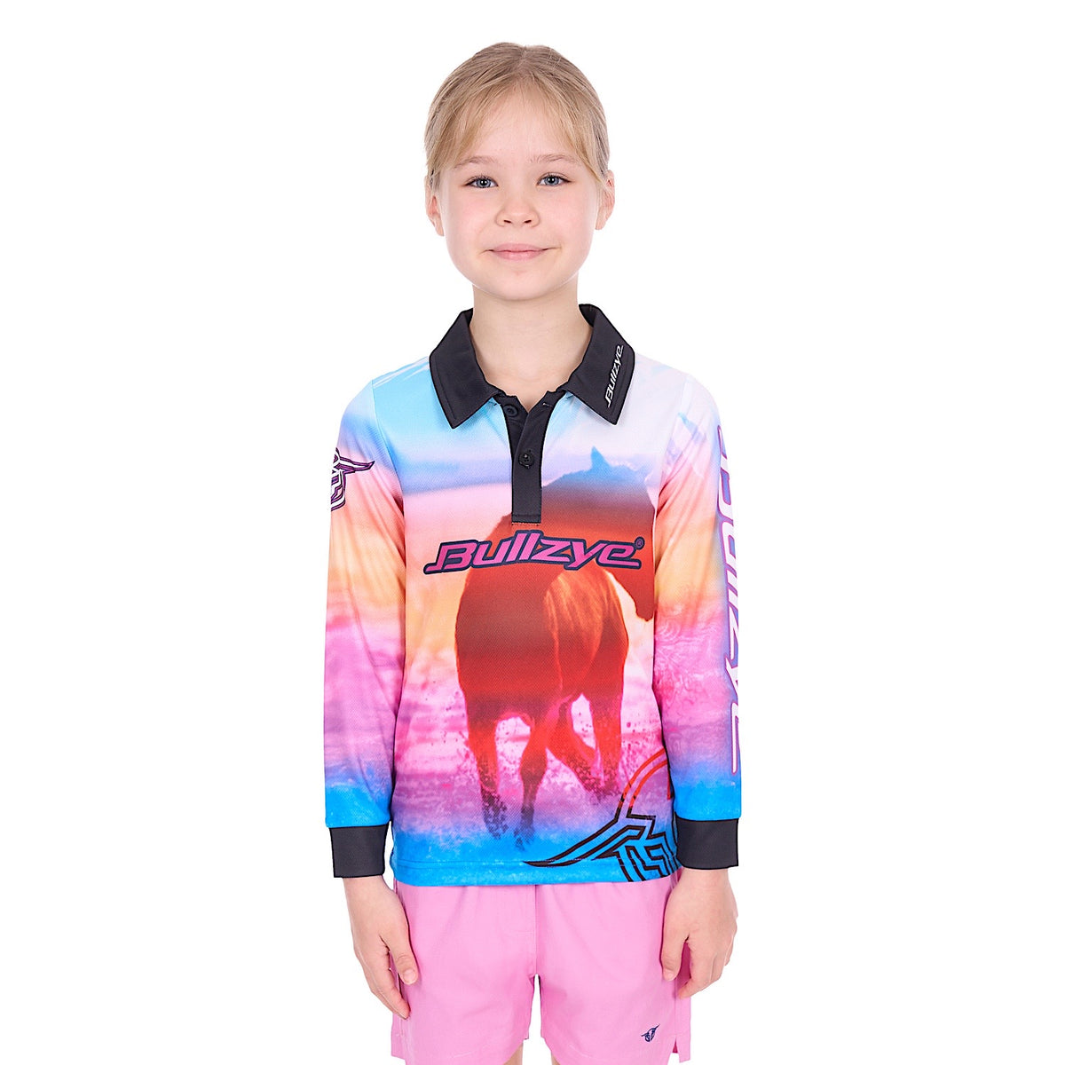 Bullzye Girl's Gallop Long Sleeve Fishing Shirt - Pink Multi