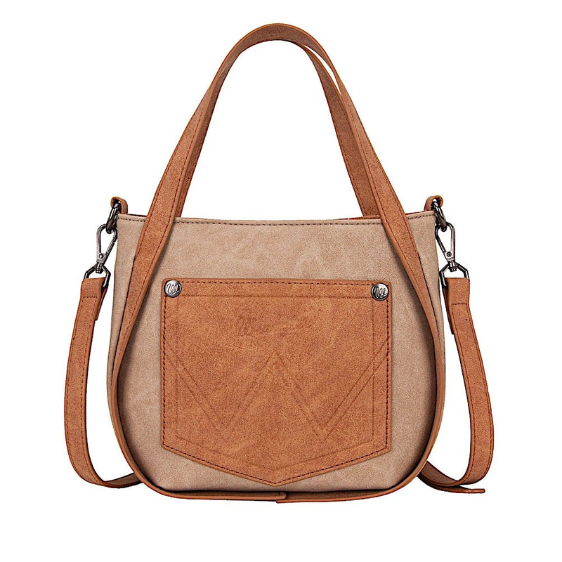 X5S2902BAG_Wrangler Two Tone Fringe Bag - Camel