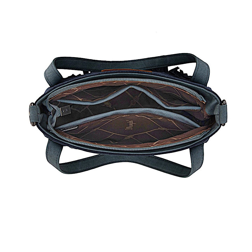 X5S2902BAG_Wrangler Two Tone Fringe Bag - Blue