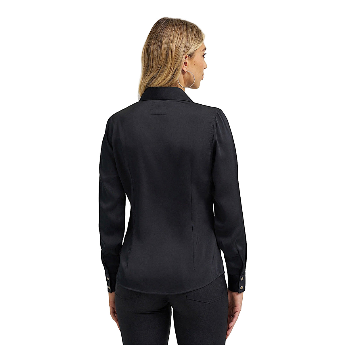 Wrangler X Lainey Wilson Womens Satin Embroidered Western Snap Shirt - Black