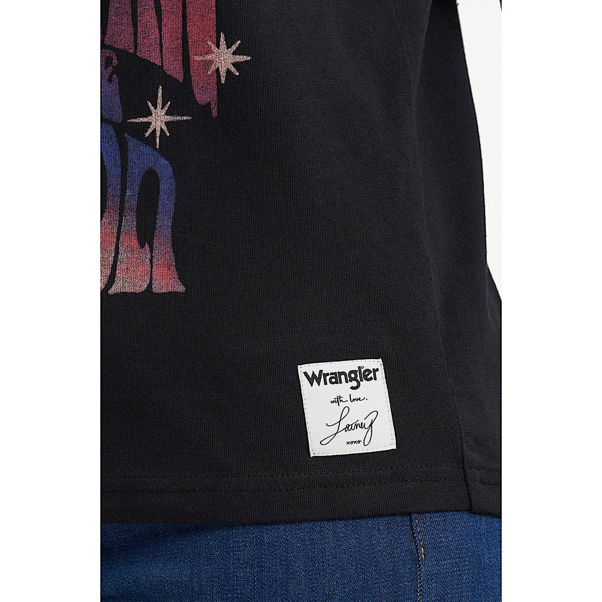 Wrangler X Lainey Wilson Womens Regular Fit Moon T-Shirt - Black