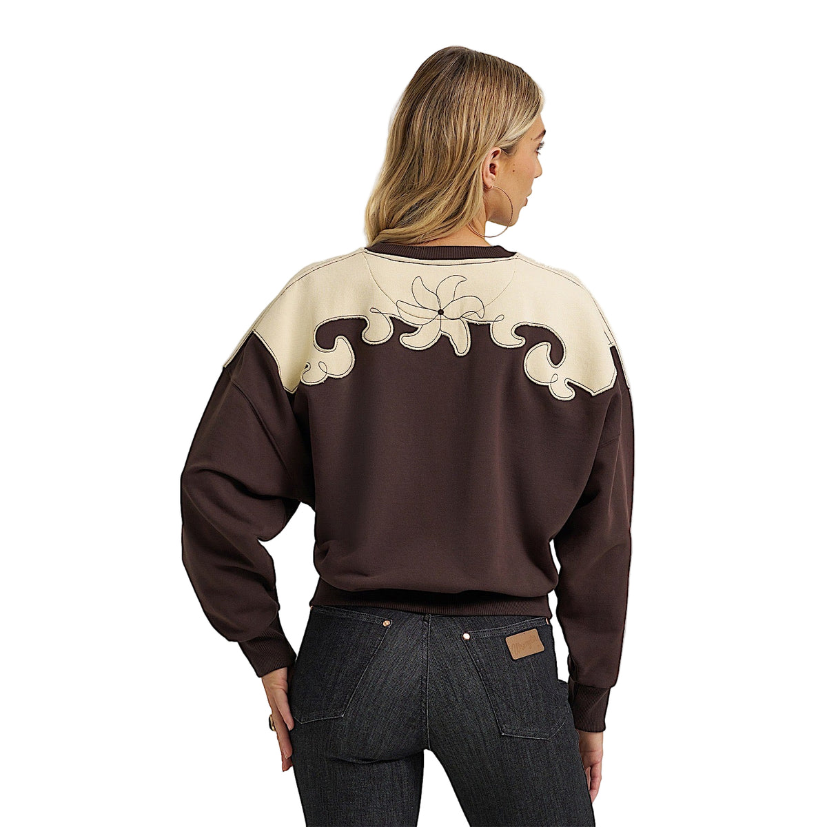 Wrangler X Lainey Wilson Womens French Terry Crew Pullover - Brown