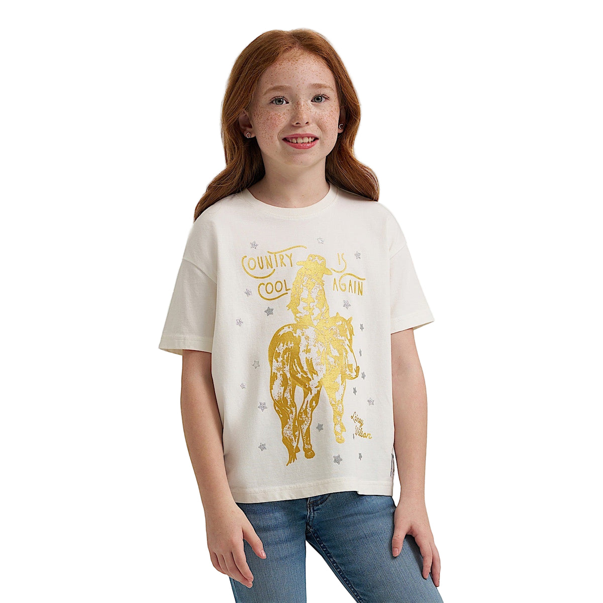 Wrangler X Lainey Wilson Girls Country Cool Oversized T Shirt - White
