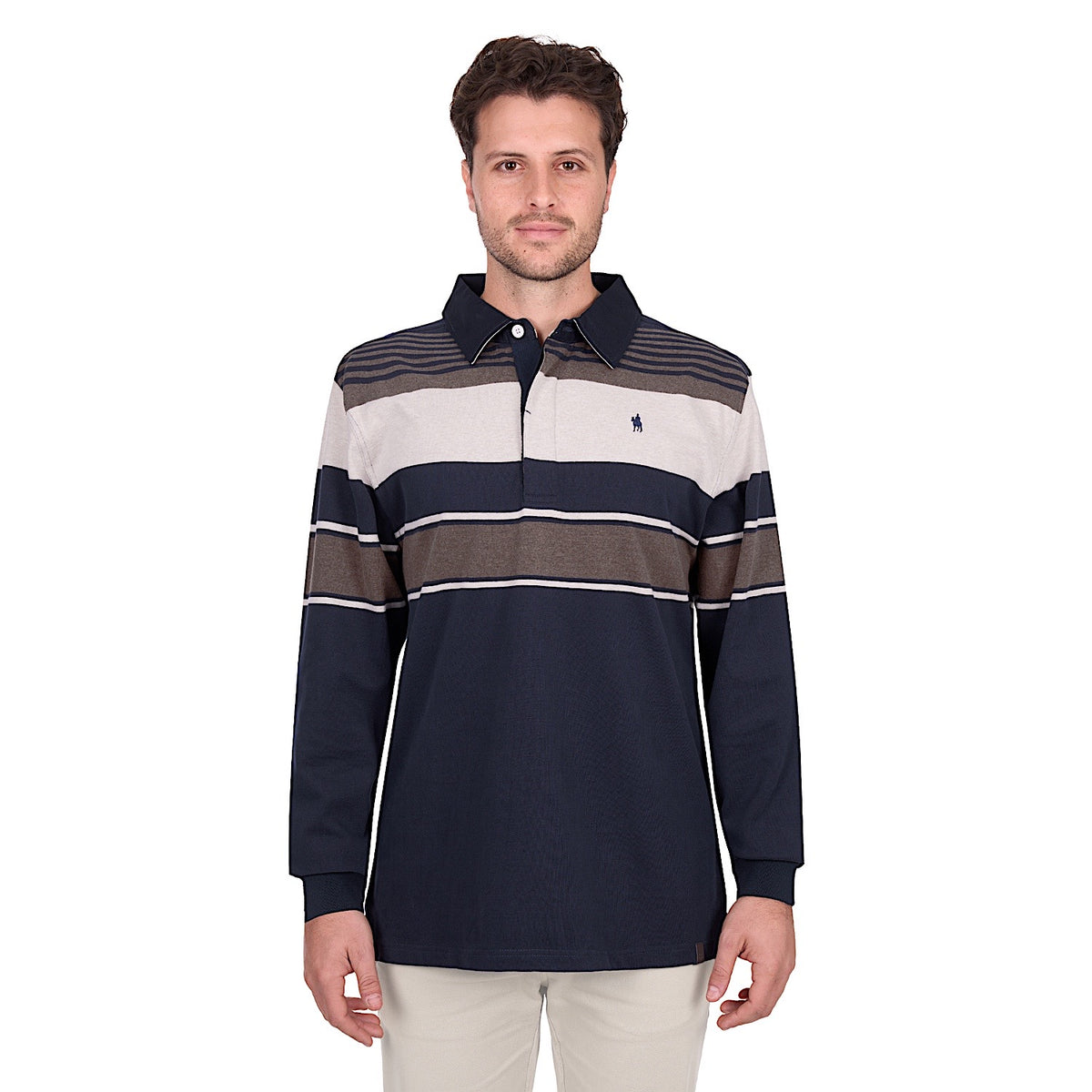 Thomas Cook Men’s Bryan Stripe Rugby - Navy / Dark Tan