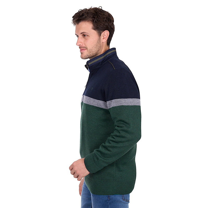 Thomas Cook Men’s Troy 1/4 Zip Jumper - Navy / Green Marle