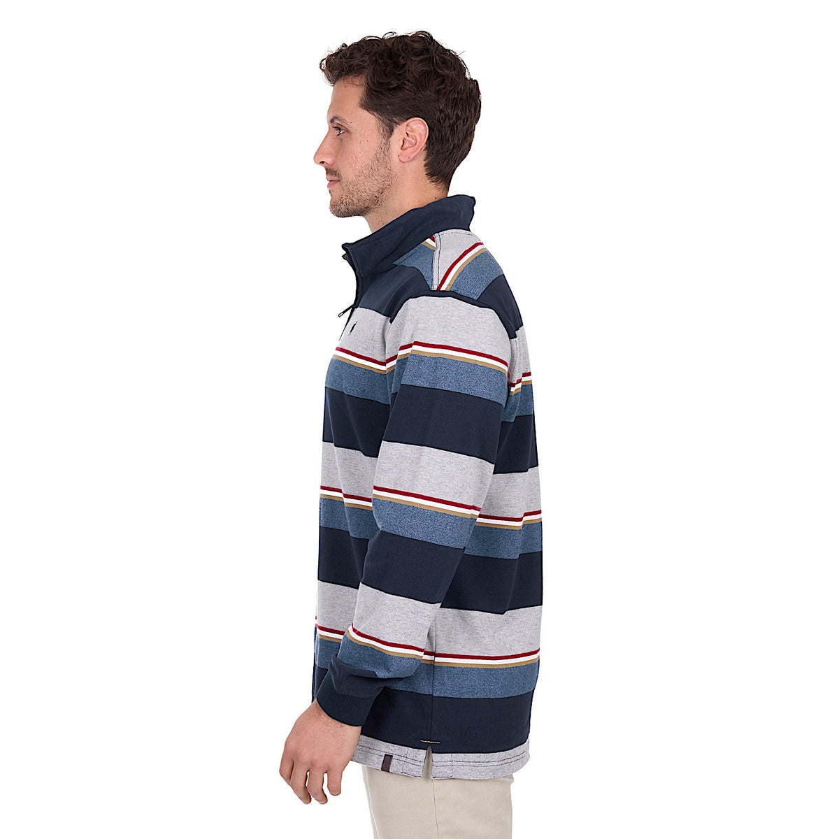 Thomas Cook Men’s Nathan 1/4 Zip Rugby - Navy / Grey Marle