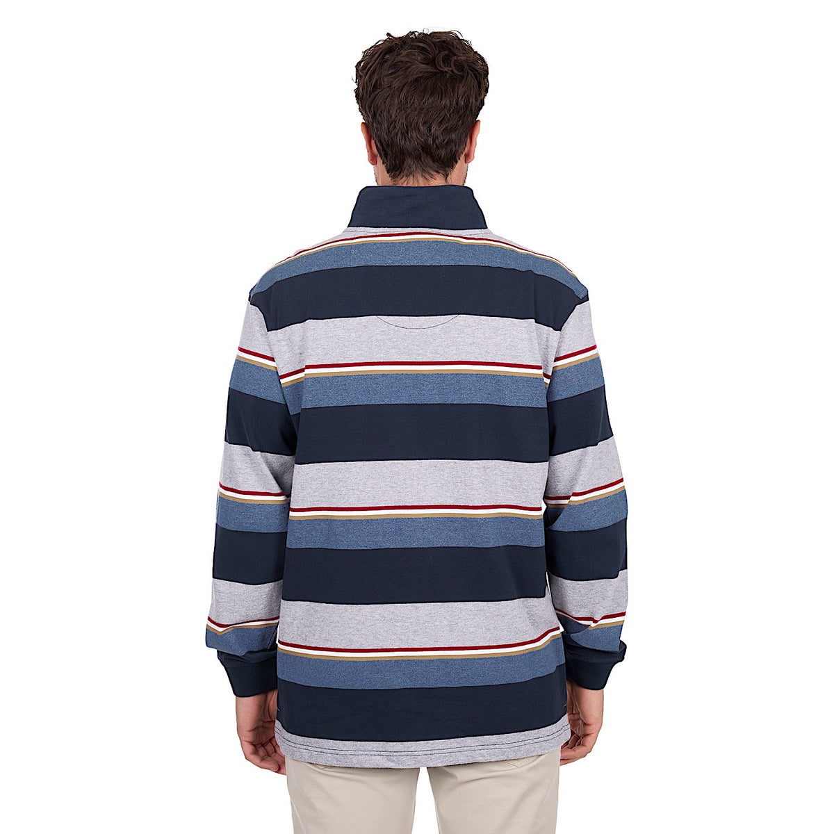 Thomas Cook Men’s Nathan 1/4 Zip Rugby - Navy / Grey Marle